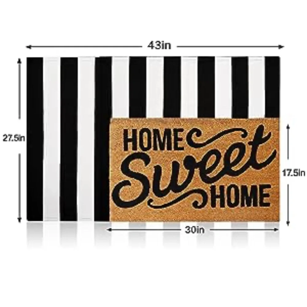 MUBIN Cotton Black & White Striped Rug 27.5